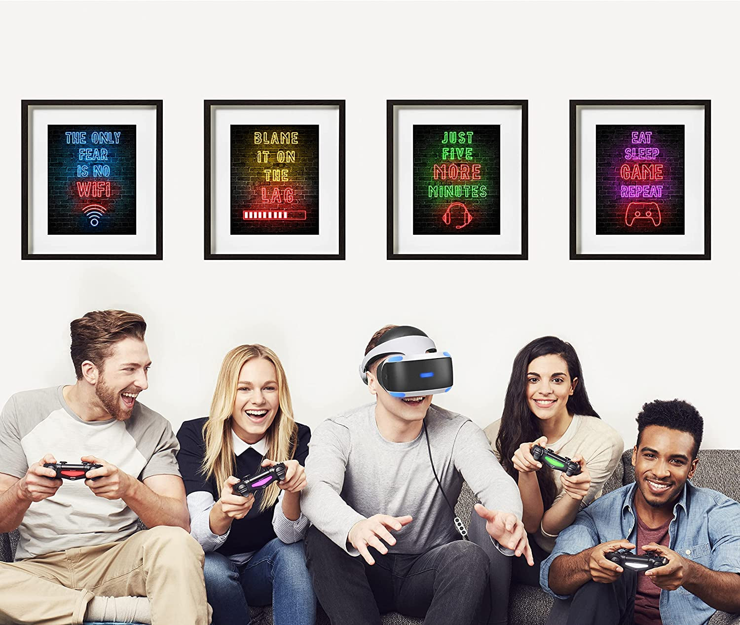 Neon Gaming Posters for Boys Room Decor,Gaming Room Decor,Boys Bedroom Decor,Gamer Decor,Inspirational Posters for Video Game Room,Game Room Decor,Bedroom Decor for Men, (UNFRAMED)