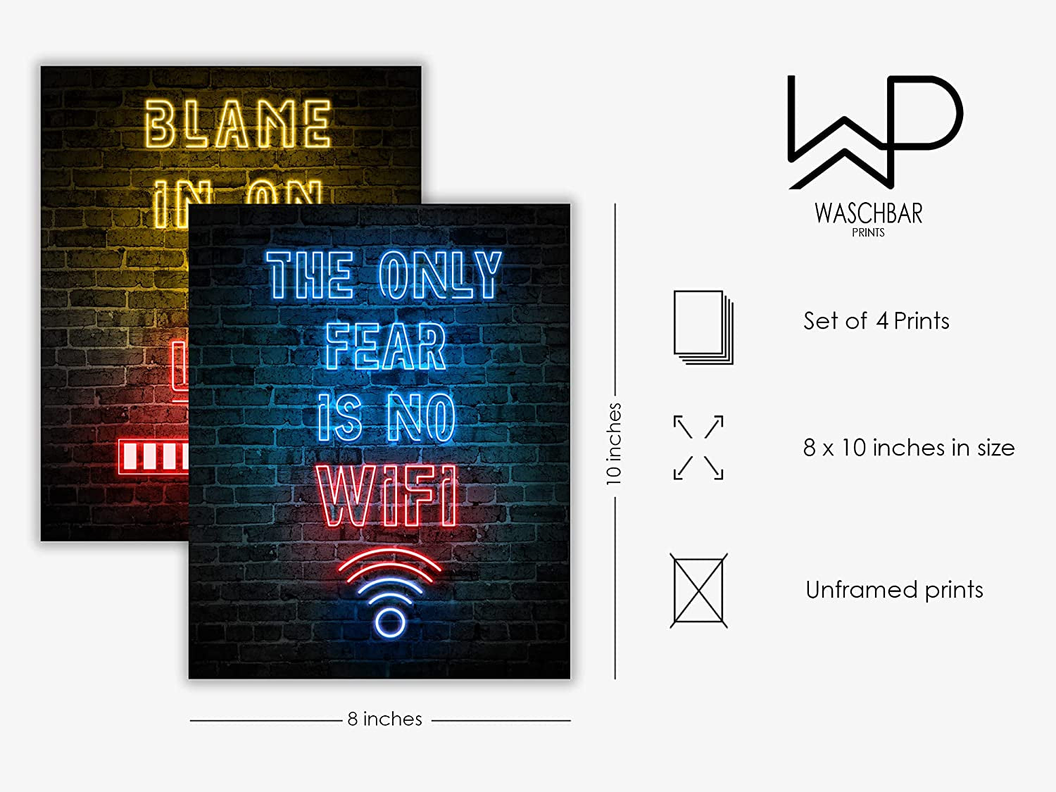 Neon Gaming Posters for Boys Room Decor,Gaming Room Decor,Boys Bedroom Decor,Gamer Decor,Inspirational Posters for Video Game Room,Game Room Decor,Bedroom Decor for Men, (UNFRAMED)